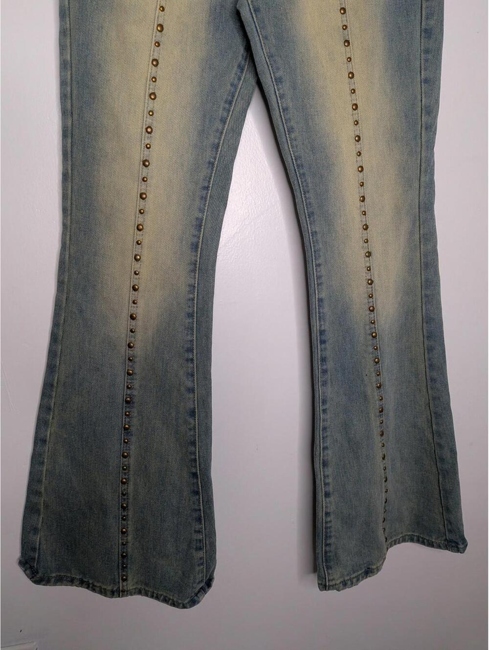 ego strappy waisted studded detail flare jeans blue vintage Size 4 No Belt - Picture 3 of 7